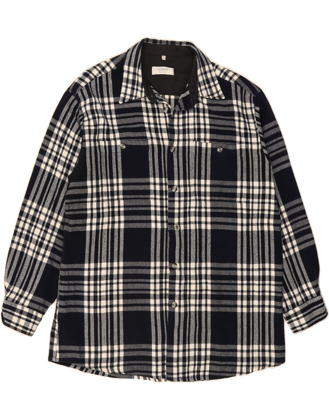 CANDA Mens Flannel Shirt XL Navy Blue Check Polyacrylic Vintage Canda and Second-Hand Canda from Messina Hembry 