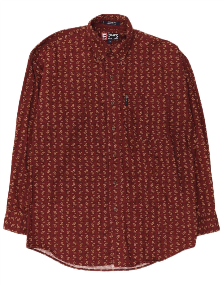 Chaps Ralph Lauren Mens Shirt Medium Burgundy Paisley Cotton