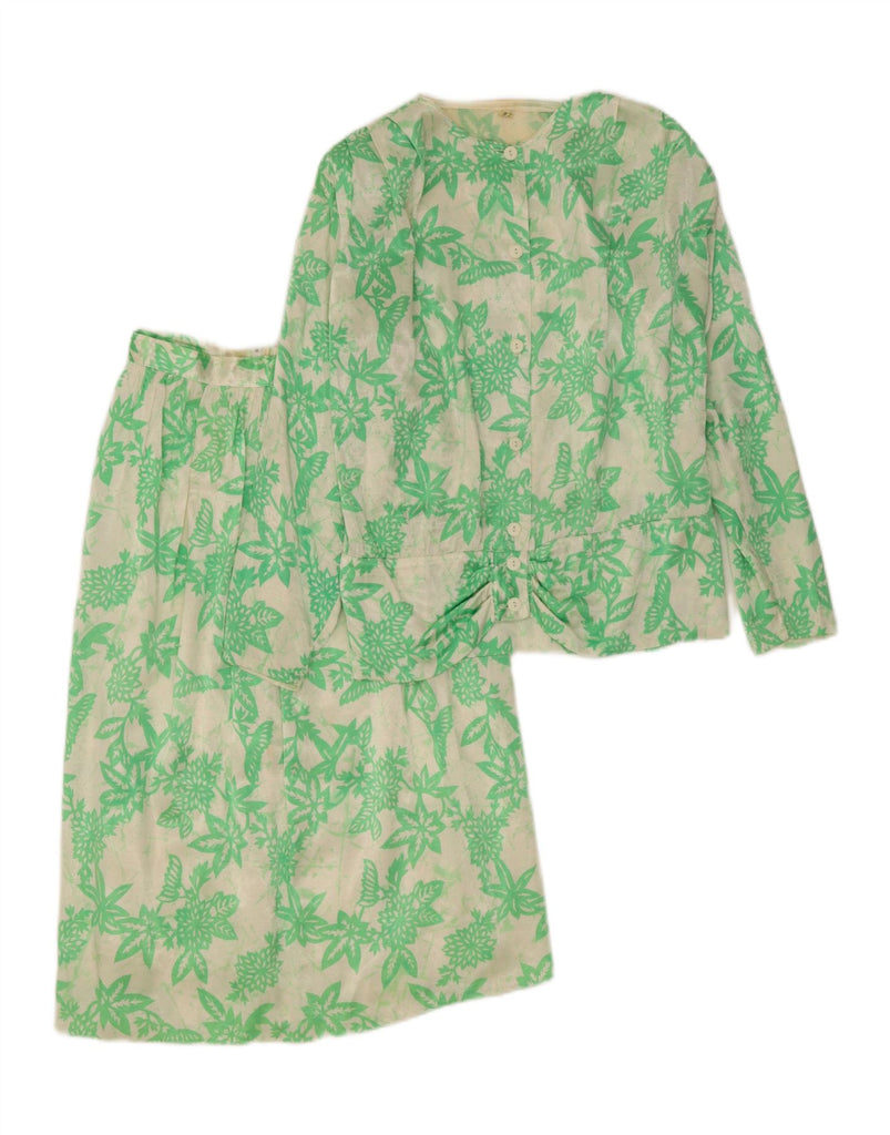 VINTAGE Womens 2 Piece Skirt Set IT 42 Medium W26  Green Floral Viscose Vintage Vintage and Second-Hand Vintage from Messina Hembry 