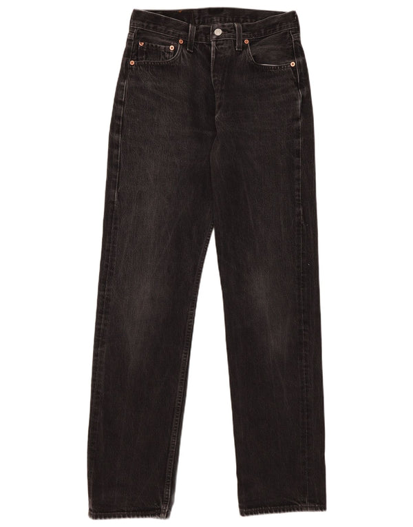Levi's Womens 501 High Waist Straight Jeans W31 L34 Black Cotton