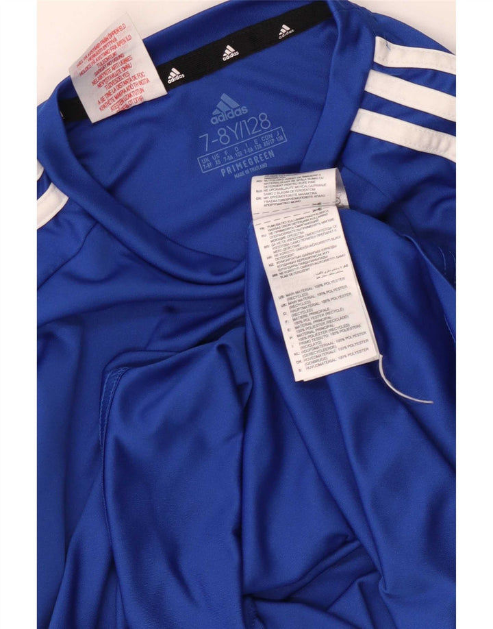 Adidas Boys Aeroready T-Shirt Top 7-8 Years Blue Polyester