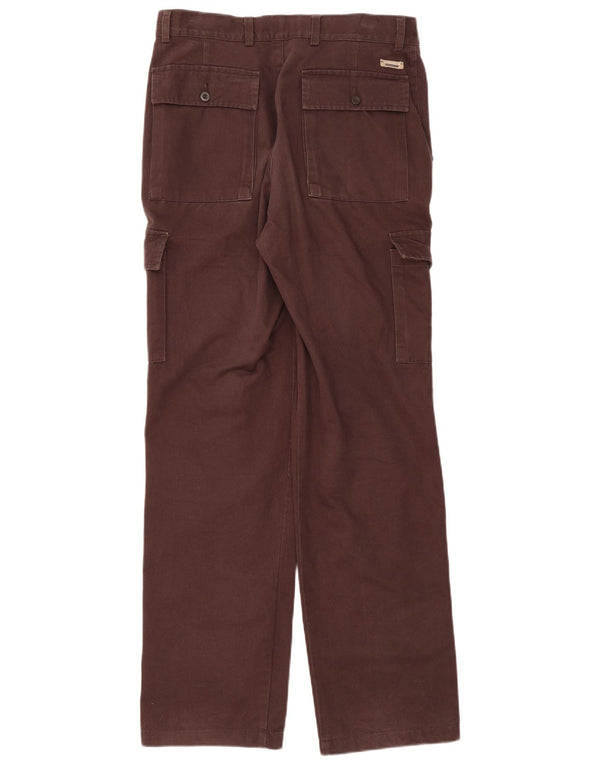 Wampum Mens Straight Cargo Trousers IT 50 Large W34 L34 Brown Cotton