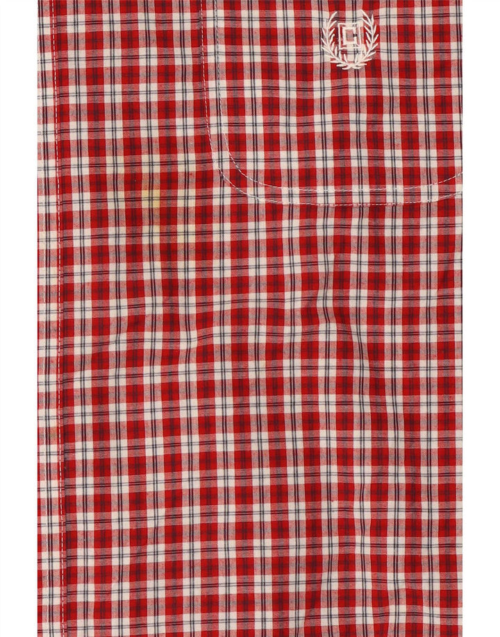 Chaps Mens Easy Care Short Sleeve Shirt 2XL Red Check Cotton