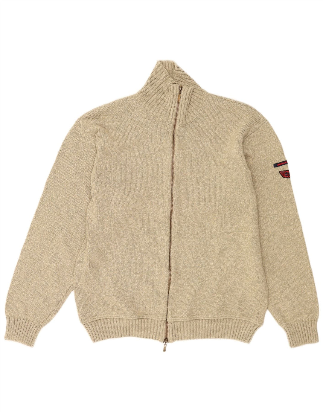 Donkervoort Mens Full Zip Cardigan Sweater Large Beige Acrylic