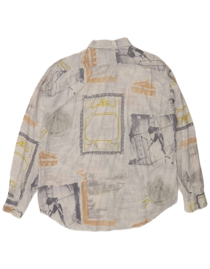 Vintage Mens Graphic Shirt Medium Grey Viscose