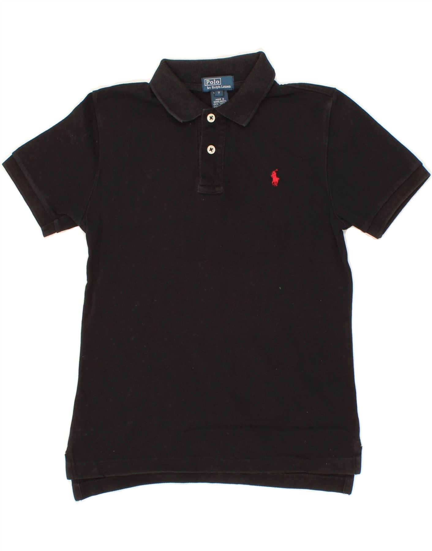 POLO RALPH LAUREN Boys Polo Shirt 6-7 Years Black Cotton Vintage