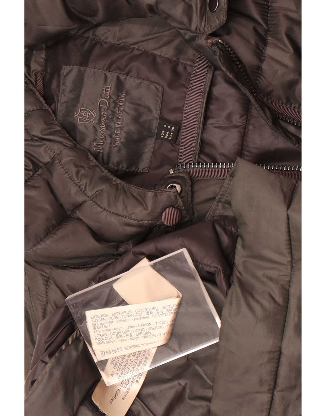 Massimo Dutti Womens Hooded Padded Coat UK 10 Small Khaki Polyester