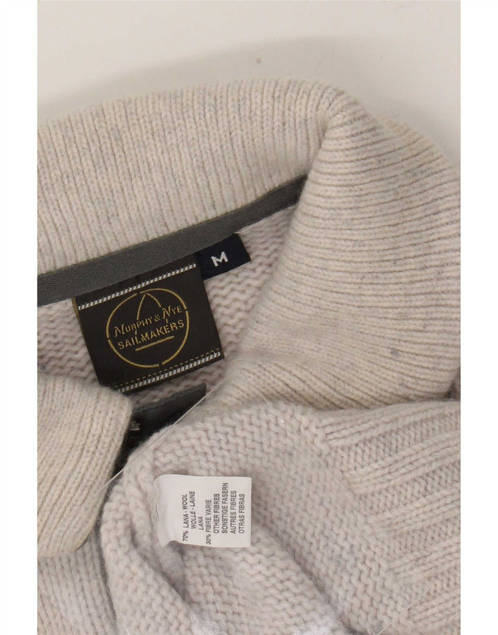 Murphy & Nye Mens Polo Neck Jumper Sweater Medium Grey Colourblock Wool