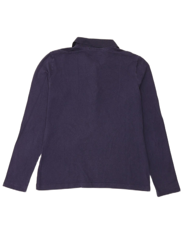 Lacoste Womens Long Sleeve Polo Shirt Size 42 Large Navy Blue Cotton