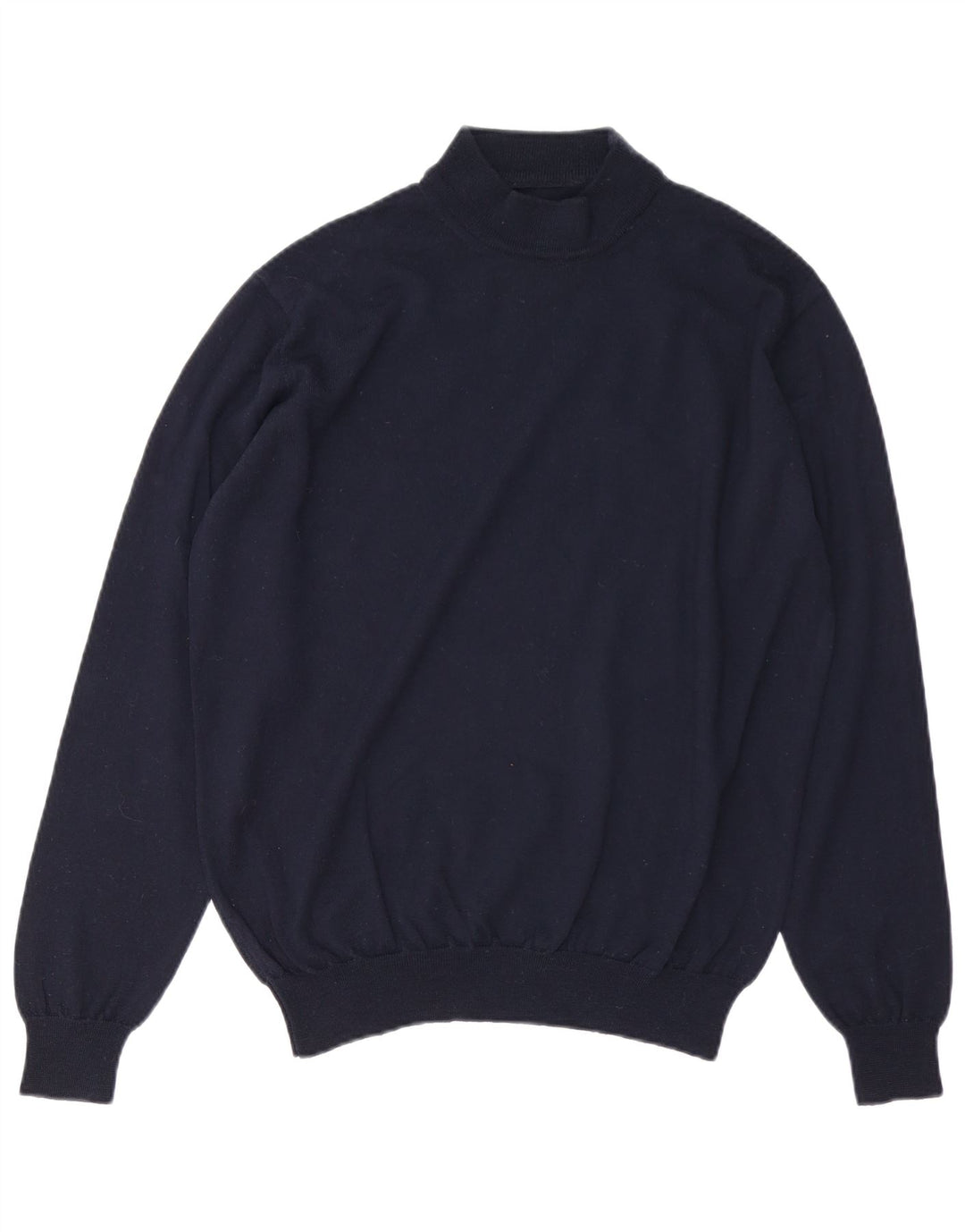 VINTAGE Mens Turtle Neck Jumper Sweater Large Navy Blue