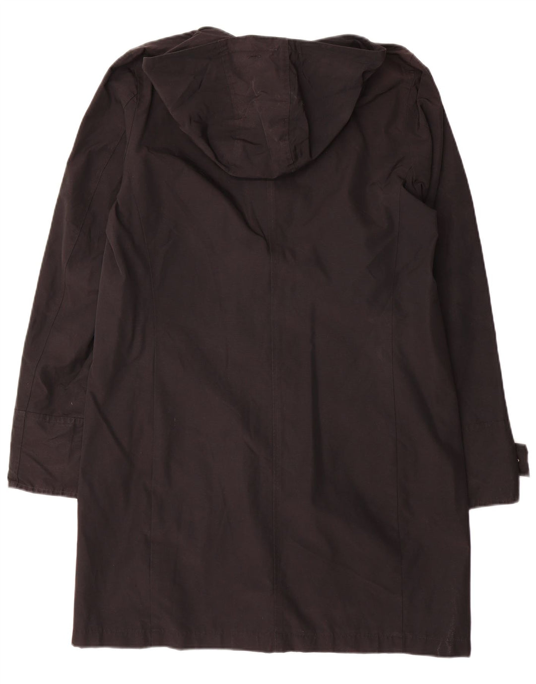 Woolrich Womens Hooded Overcoat UK 16 Large Black Cotton