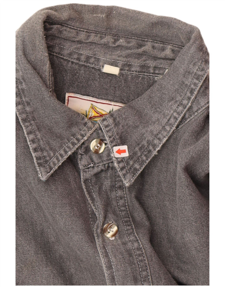 Vintage Mens Denim Shirt Medium Grey