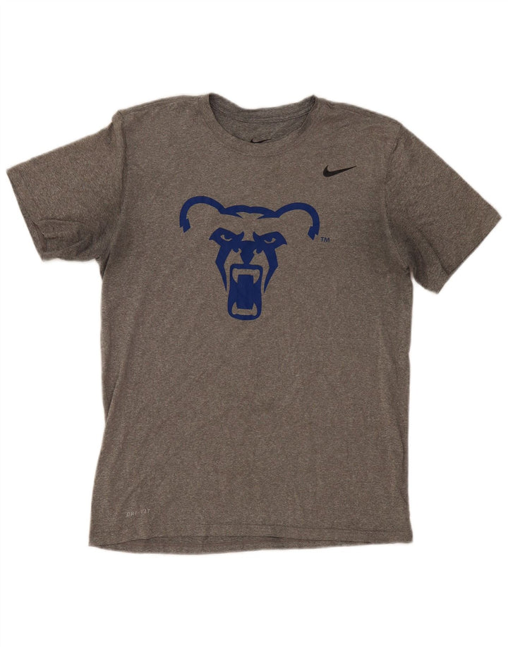 Nike Womens Dri Fit Graphic T-Shirt Top UK 14 Medium Grey Polyester