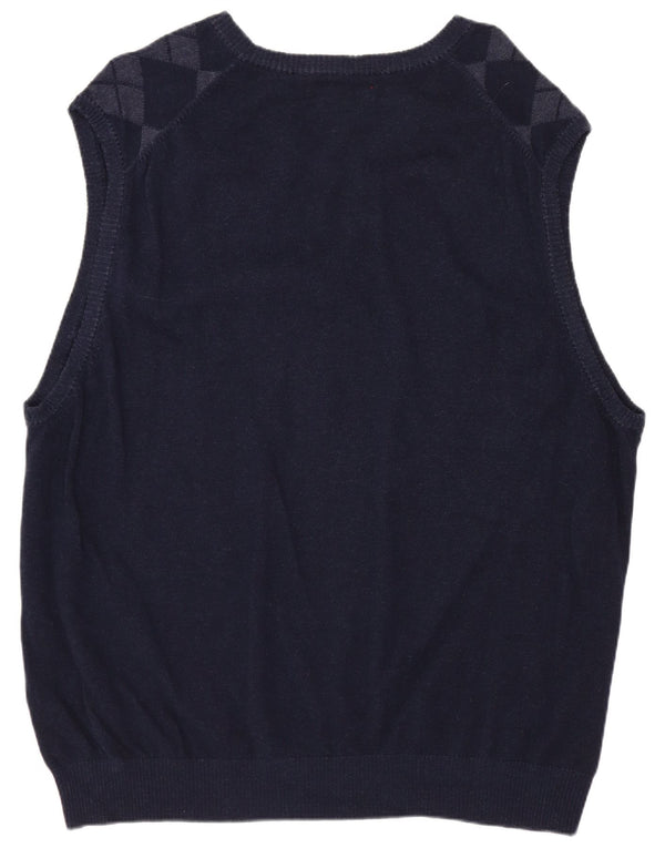 IZOD Mens Vest Tank Top 2XL Navy Blue Argyle/Diamond Cotton