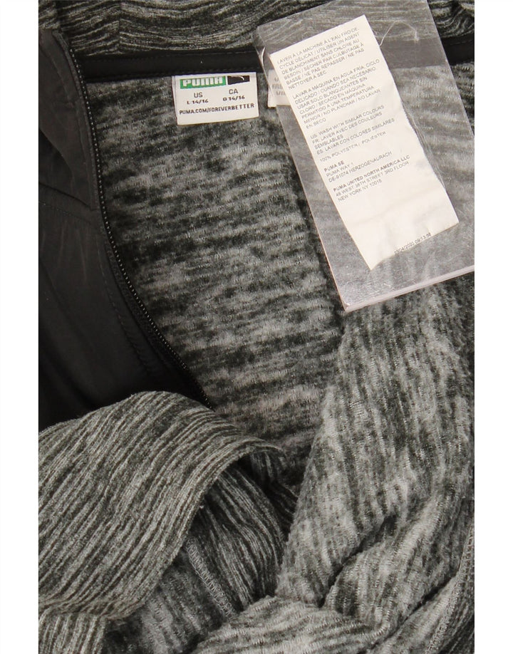 PUMA Boys Zip Hoodie Sweater 14-15 Years Large  Grey Colourblock Polyester