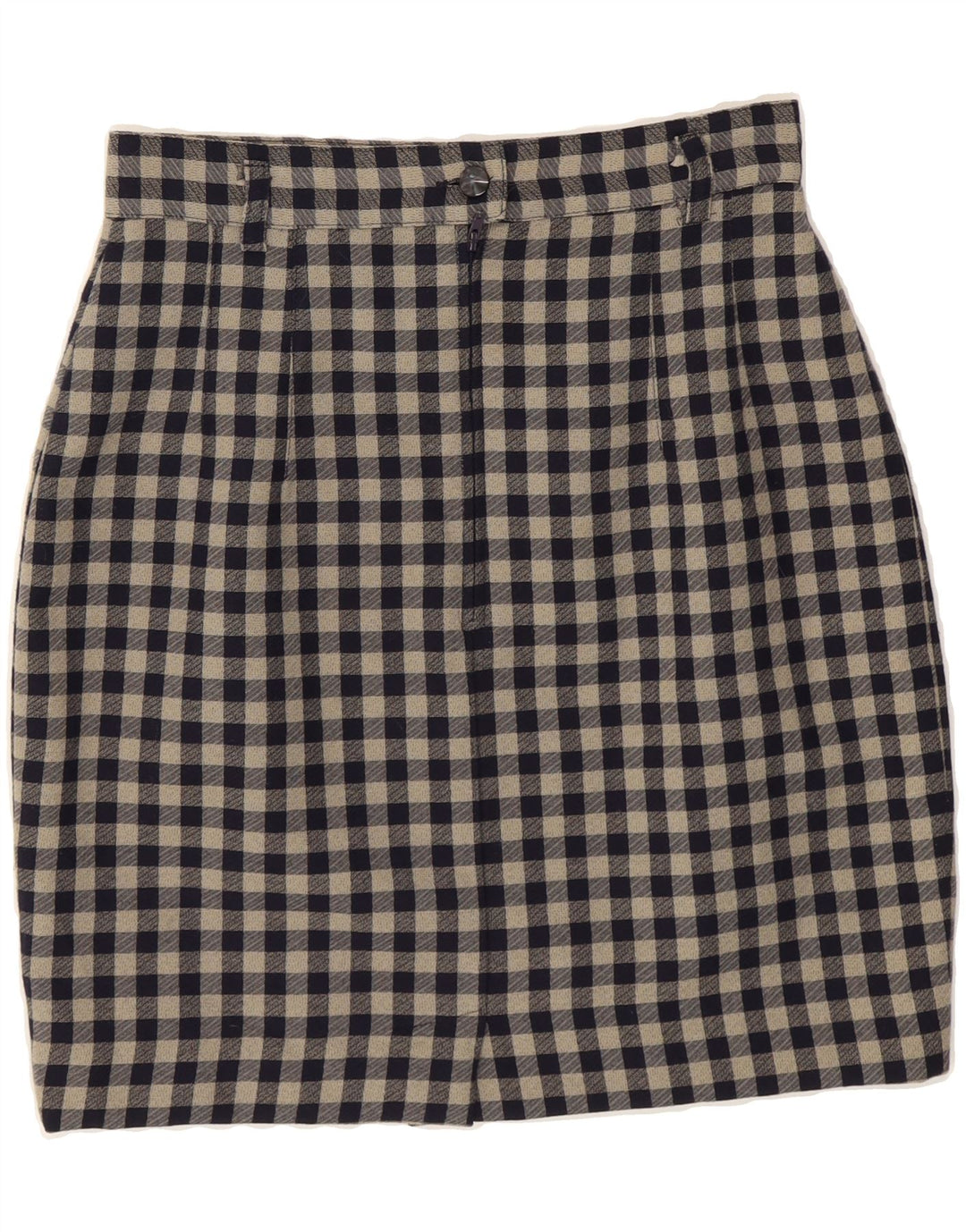 OUI SET Womens Pencil Skirt EU 36 Small W26  Navy Blue Gingham Polyester Vintage Oui Set and Second-Hand Oui Set from Messina Hembry 