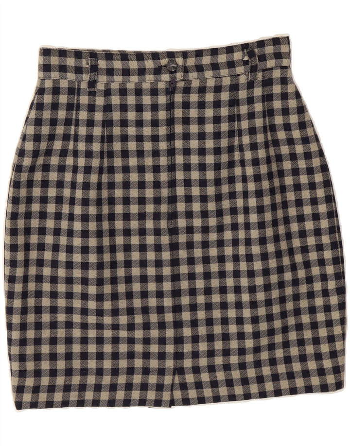 OUI SET Womens Pencil Skirt EU 36 Small W26  Navy Blue Gingham Polyester Vintage Oui Set and Second-Hand Oui Set from Messina Hembry 
