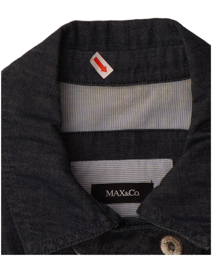 MAX & CO. Womens Denim Double Breasted Coat IT 42 Medium Blue Cotton