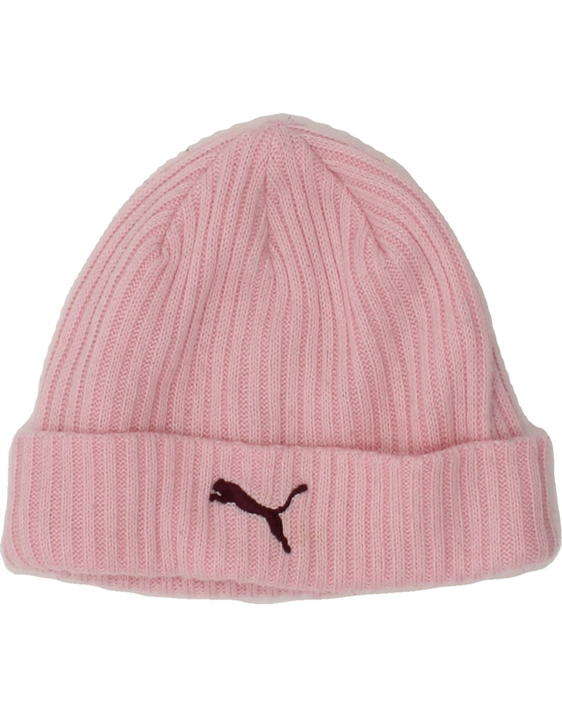 PUMA Womens Graphic Beanie Hat One Size Pink | Vintage Puma | Thrift | Second-Hand Puma | Used Clothing | Messina Hembry 