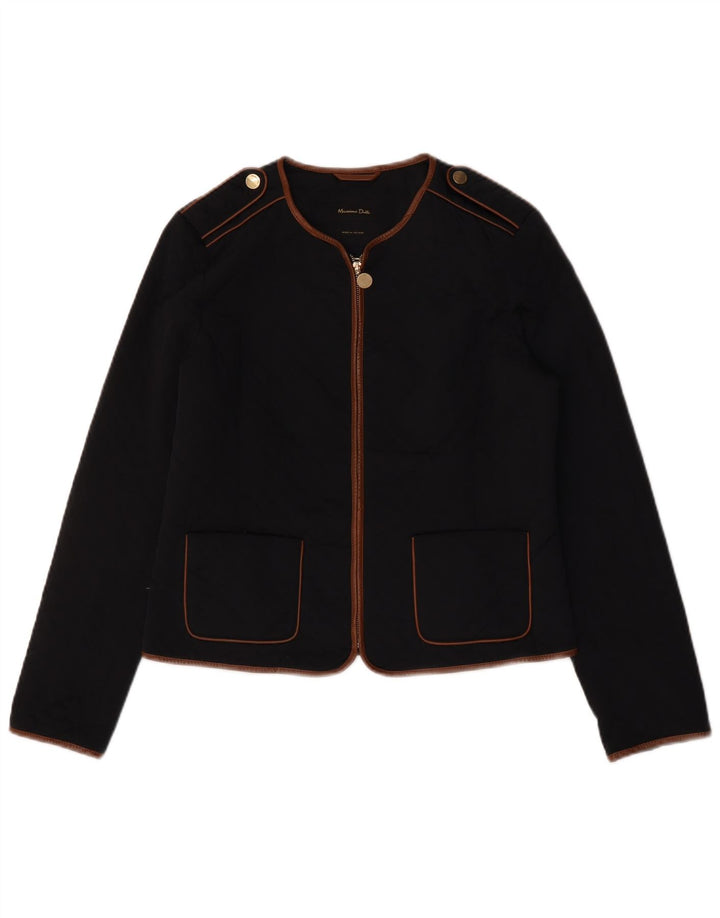 Massimo Dutti Womens Military Quilted Jacket UK 16 Large Navy Blue