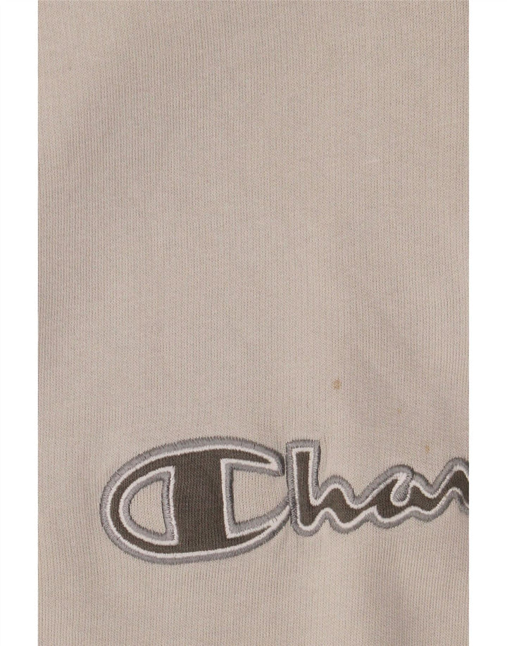 Champion Mens Graphic Zip Neck Sweatshirt Jumper Large Grey Cotton