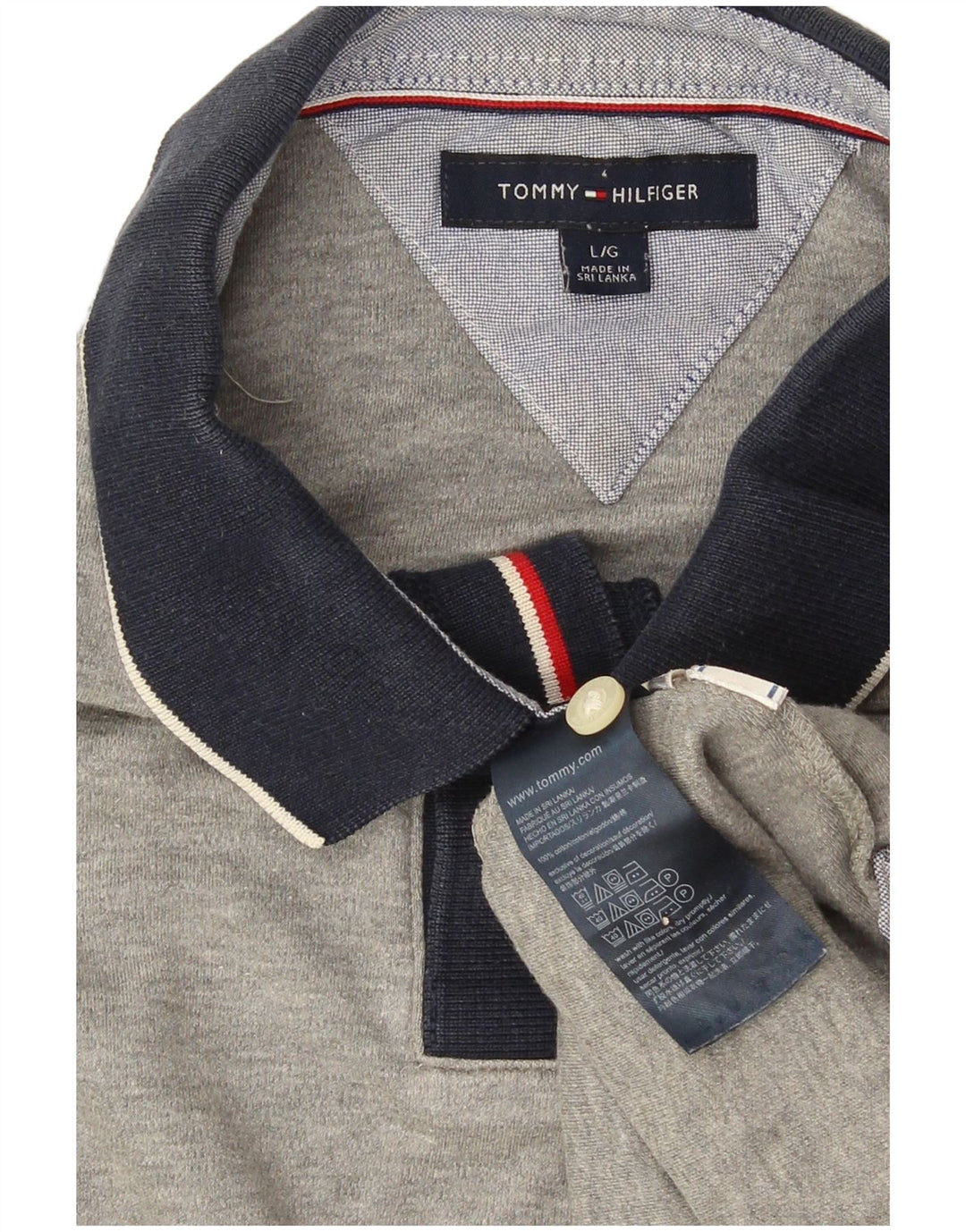 Tommy Hilfiger Mens Polo Shirt Large Grey Colourblock Cotton