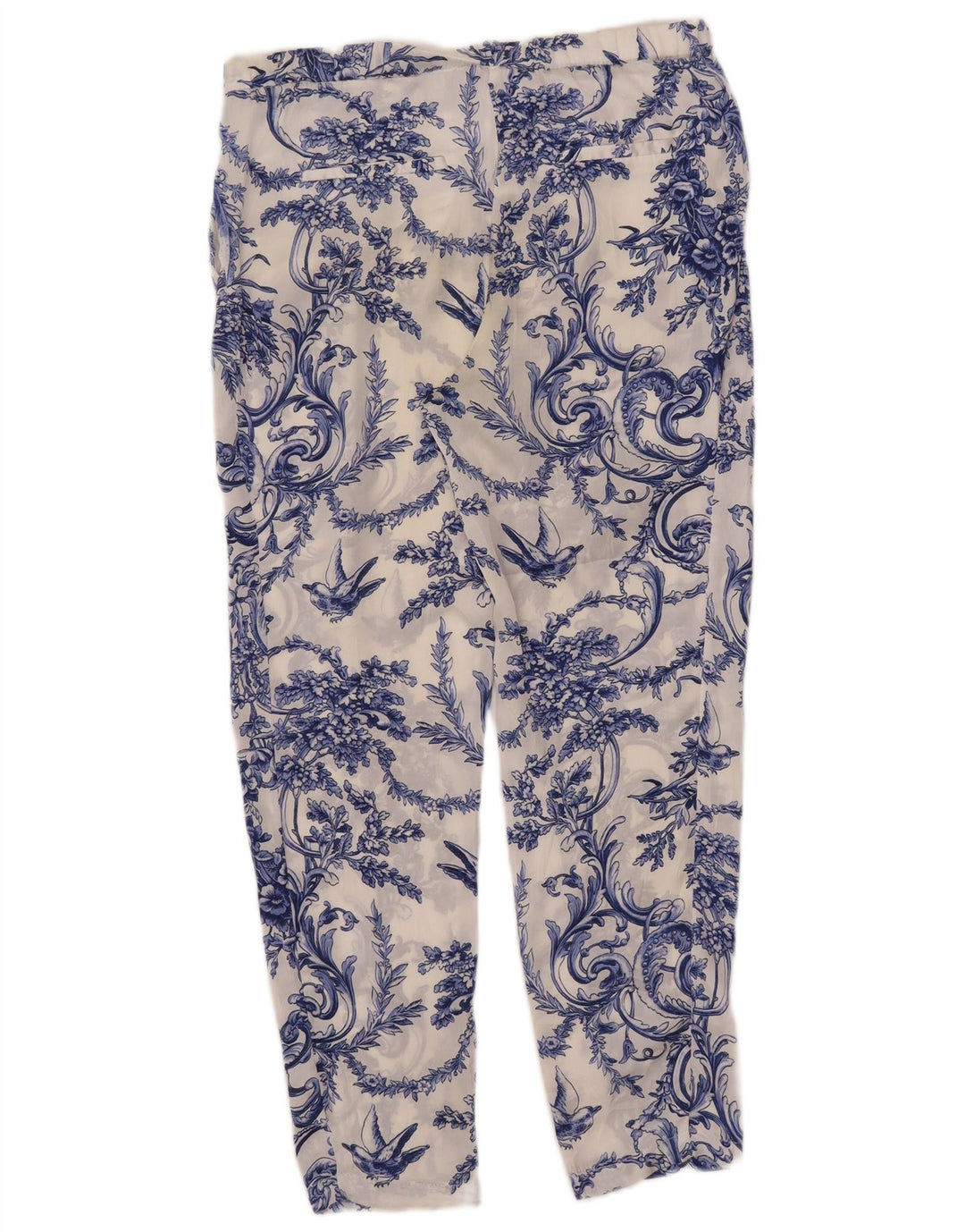 ZARA Womens Pegged Cropped Trousers XS W30 L25 White Floral