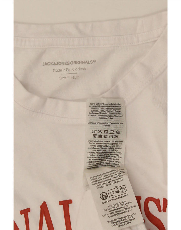 Jack & Jones Mens Graphic T-Shirt Top Medium White Cotton