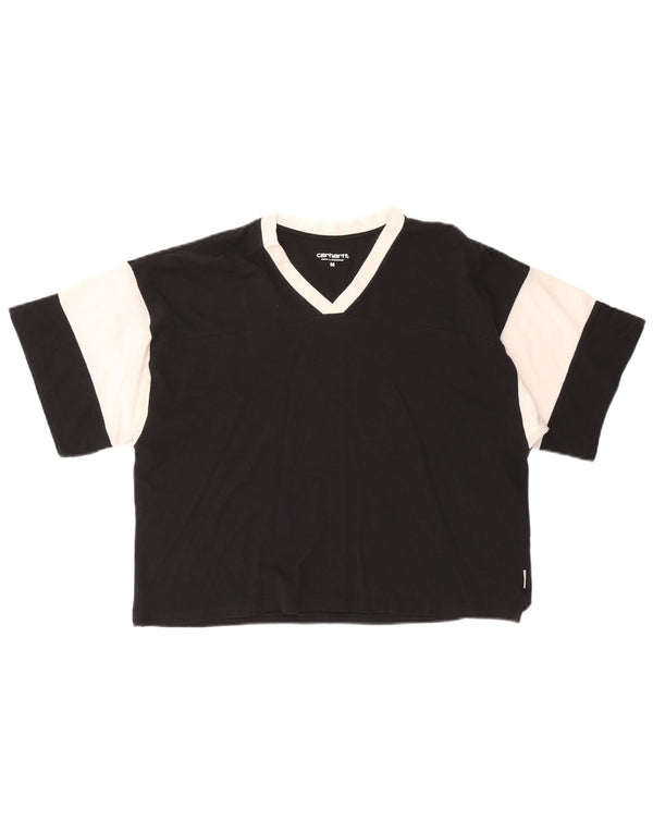 Carhartt Womens Crop T-Shirt Top UK 14 Medium Black Colourblock Cotton