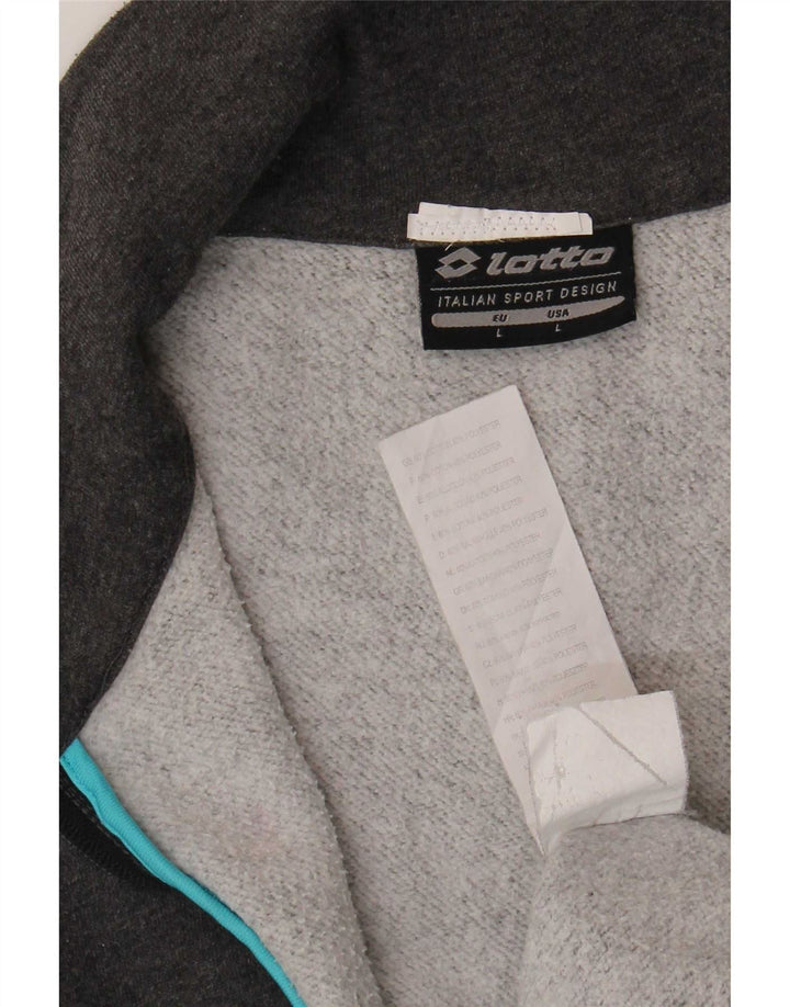 Lotto Womens Tracksuit Top Jacket UK 14 Large Grey Cotton