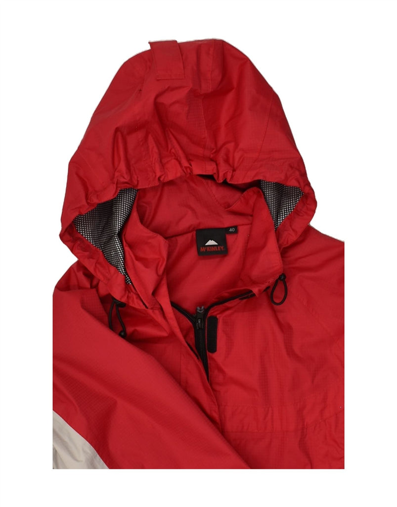 MCKINLEY Womens Hooded Rain Jacket UK 40 Large Red Colourblock Nylon | Vintage McKinley | Thrift | Second-Hand McKinley | Used Clothing | Messina Hembry 