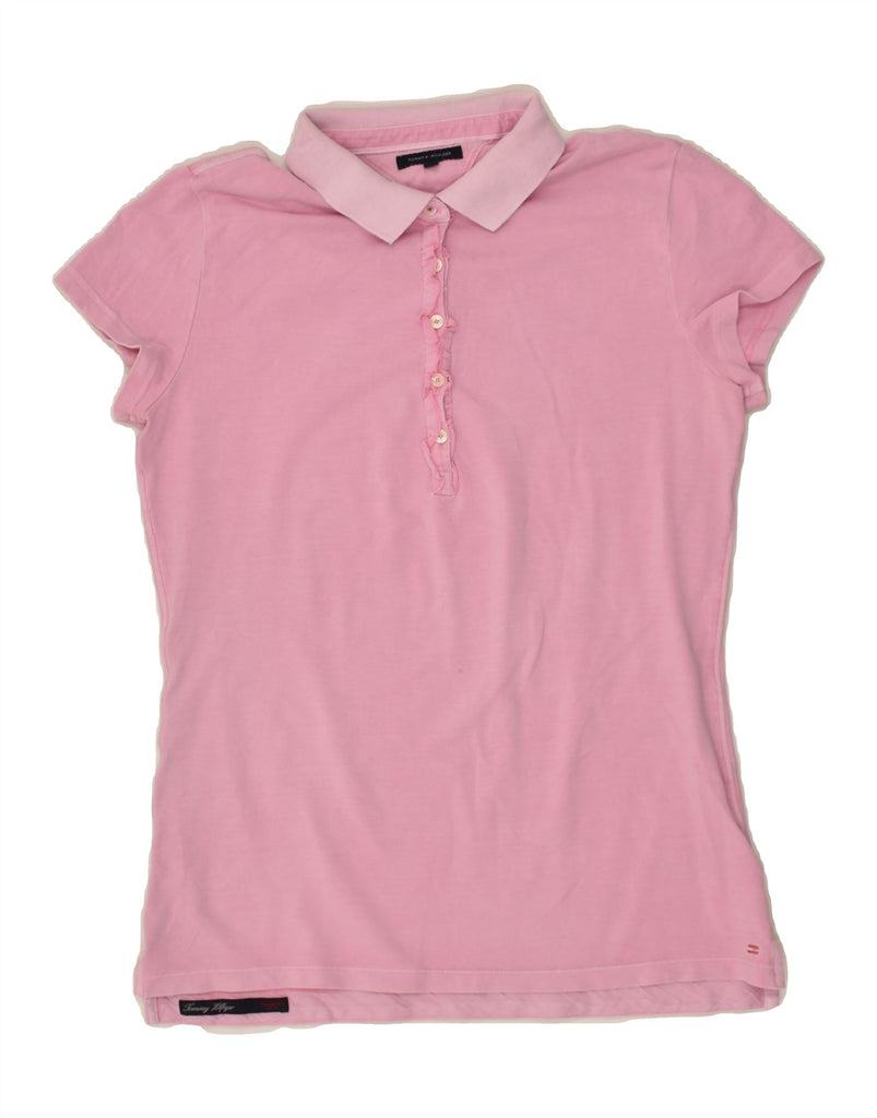 TOMMY HILFIGER Womens Polo Shirt UK 14 Large Pink Cotton | Vintage Tommy Hilfiger | Thrift | Second-Hand Tommy Hilfiger | Used Clothing | Messina Hembry 
