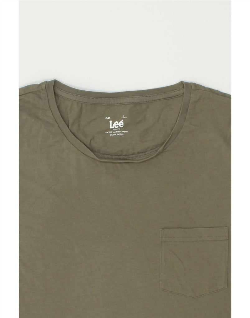 LEE Womens T-Shirt Top UK 16 Large Khaki Cotton | Vintage Lee | Thrift | Second-Hand Lee | Used Clothing | Messina Hembry 