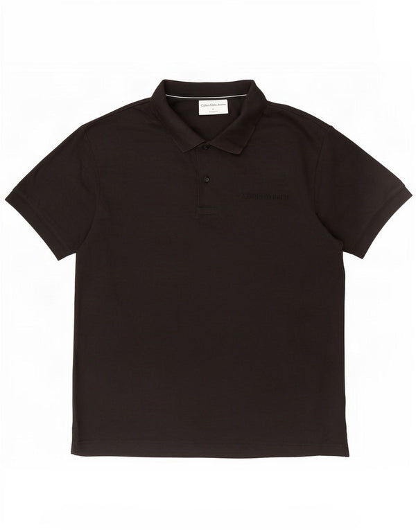 Calvin Klein Jeans Mens Relaxed Fit Polo Shirt Medium Black Cotton