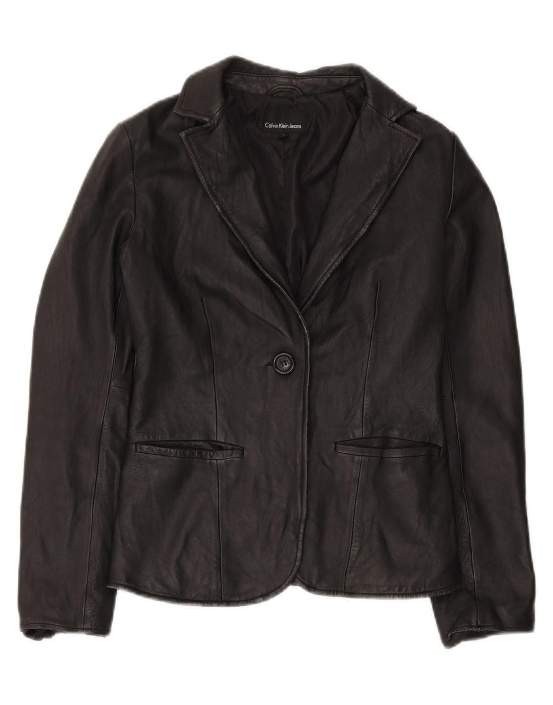 Calvin Klein Jeans Womens 1 Button Blazer Jacket UK 10 Small Black