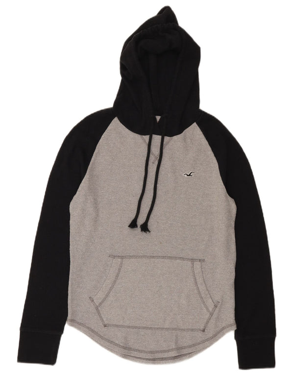 Hollister Womens Hoodie Jumper UK 6 XS Grey Colourblock Cotton
