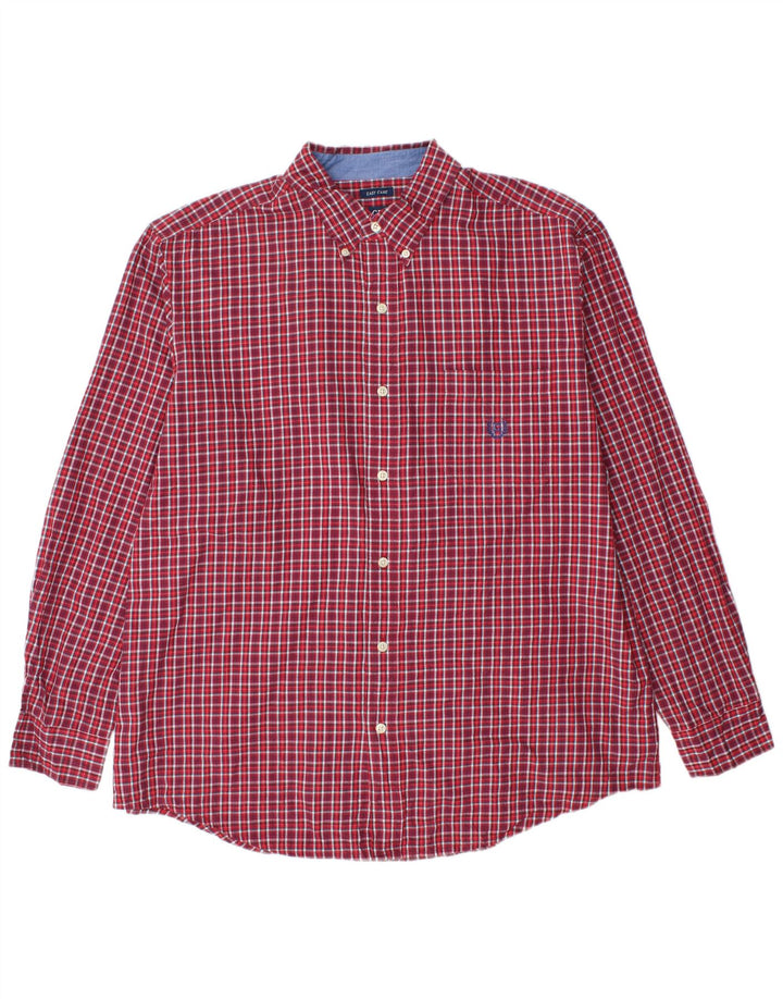 CHAPS Mens Shirt XL Red Check Cotton