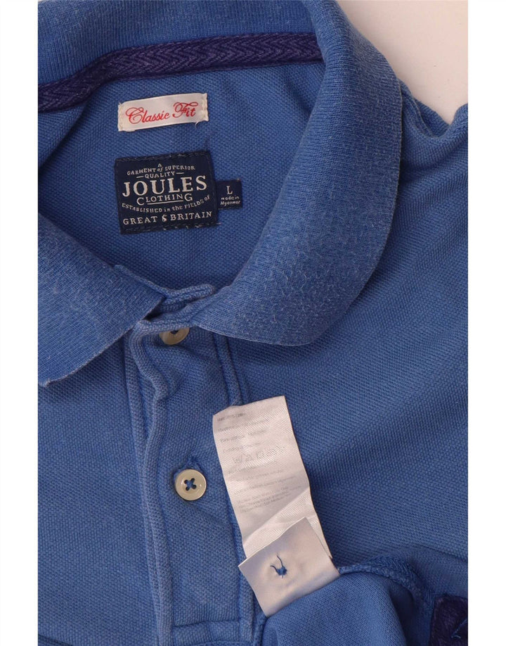 Joules Mens Classic Fit Polo Shirt Large Blue Cotton