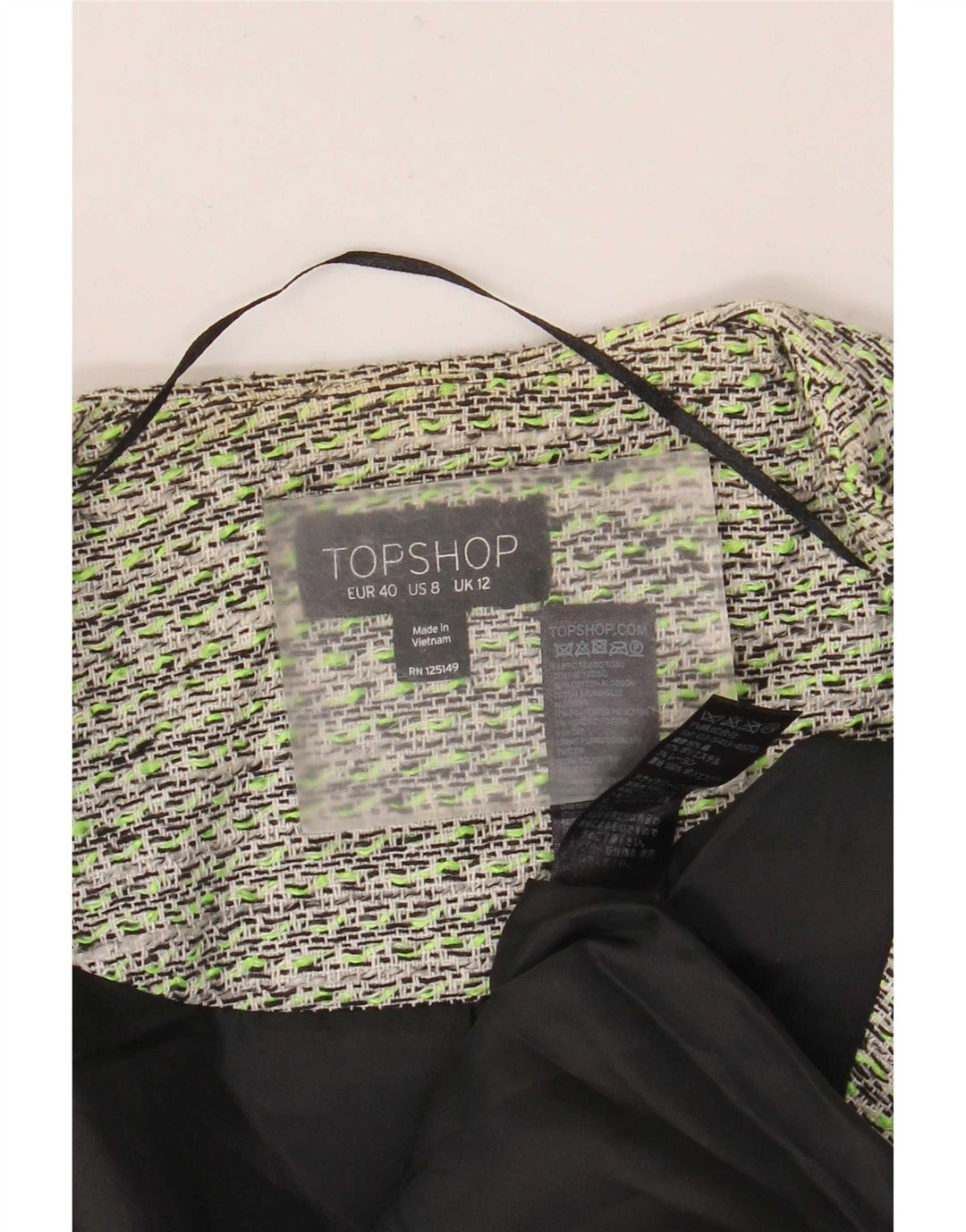 Topshop Womens Open Blazer Jacket UK 12 Medium Green Cotton