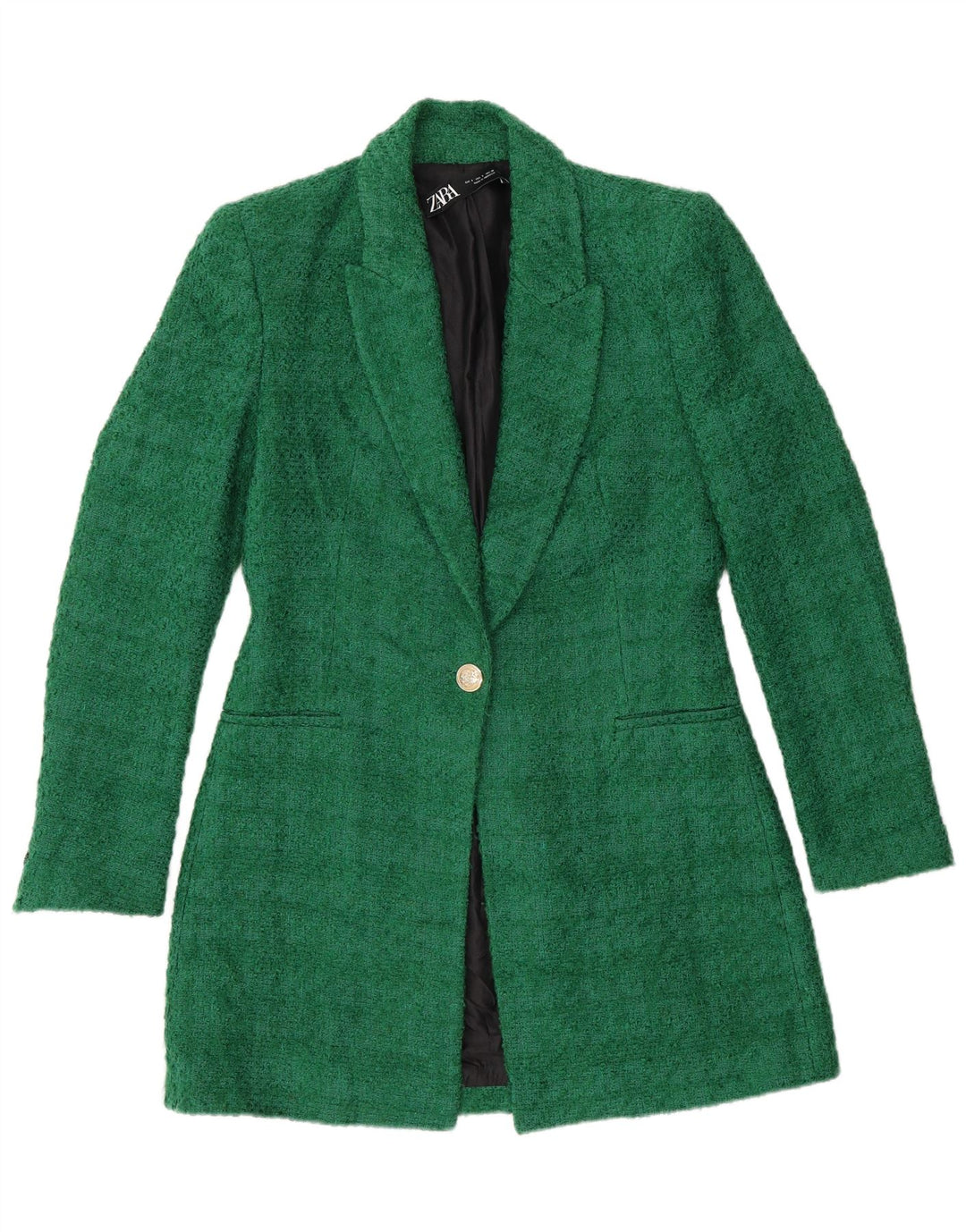 Zara Womens Overcoat UK 10 Small Green Acrylic