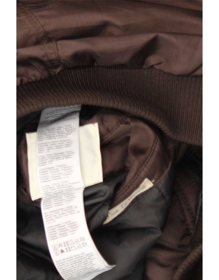 Jack & Jones Mens Hooded Bomber Jacket UK 40 Large Brown Polyester