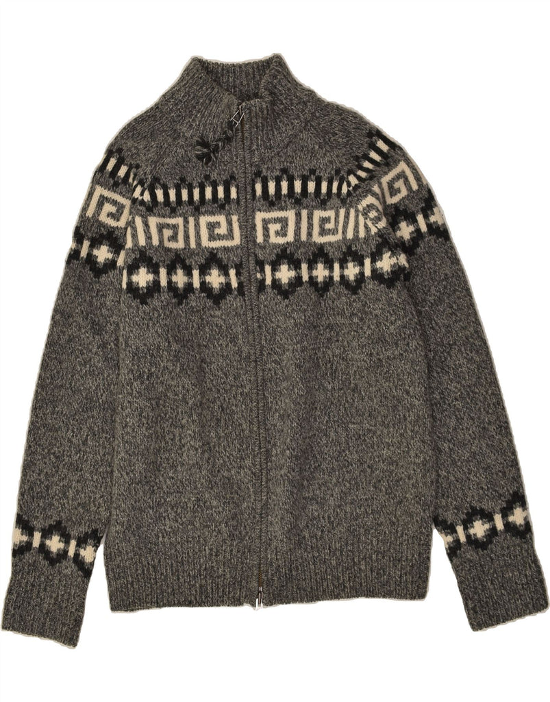 GANT Mens Cardigan Sweater XL Grey Fair Isle Wool | Vintage Gant | Thrift | Second-Hand Gant | Used Clothing | Messina Hembry 