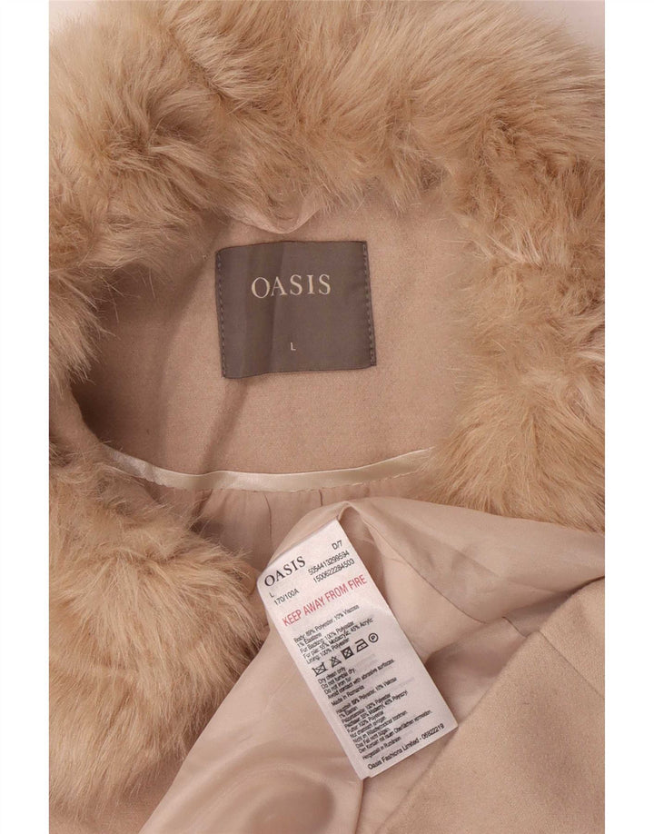Oasis Womens Overcoat Size 14 Large Beige Polyester