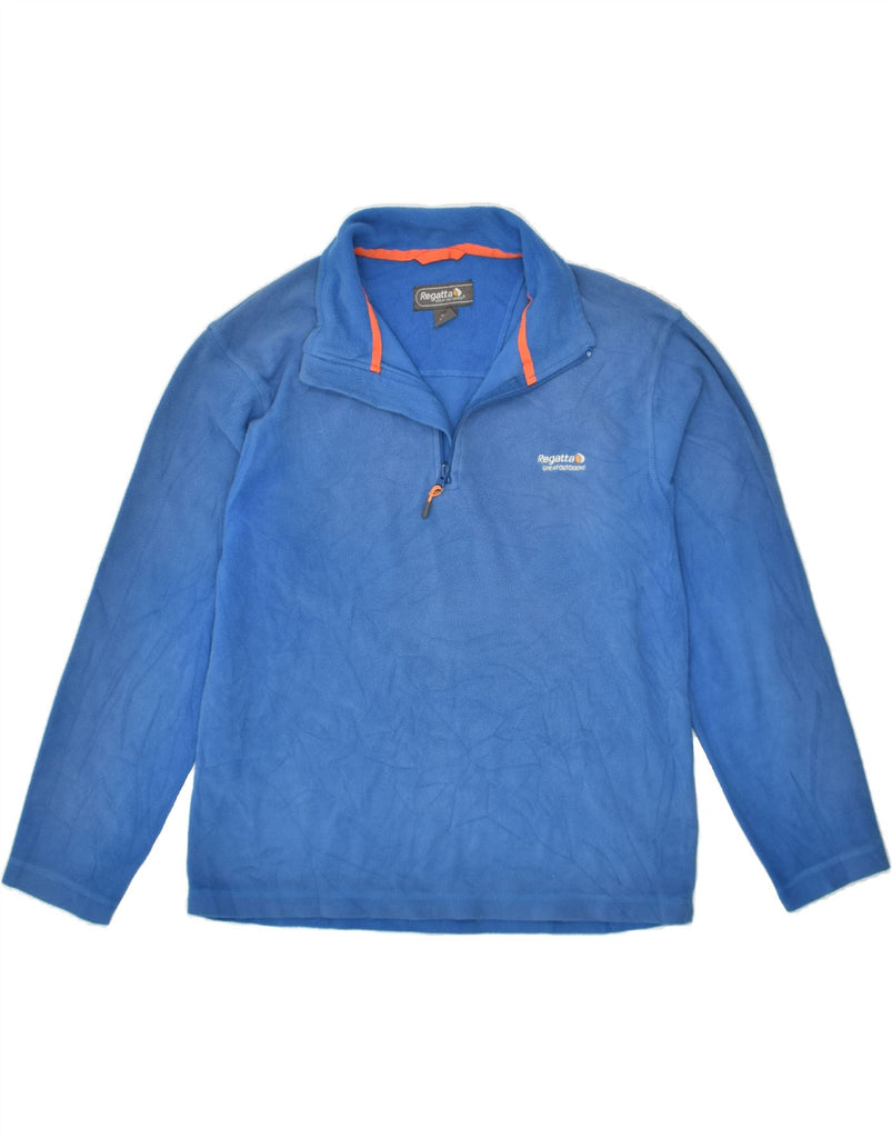REGATTA Mens Zip Neck Fleece Jumper Medium Blue Polyester | Vintage Regatta | Thrift | Second-Hand Regatta | Used Clothing | Messina Hembry 