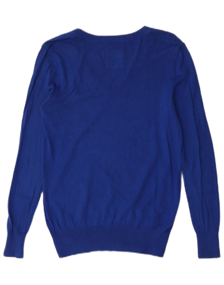 Hollister Womens V-Neck Jumper Sweater UK 14 Medium Blue