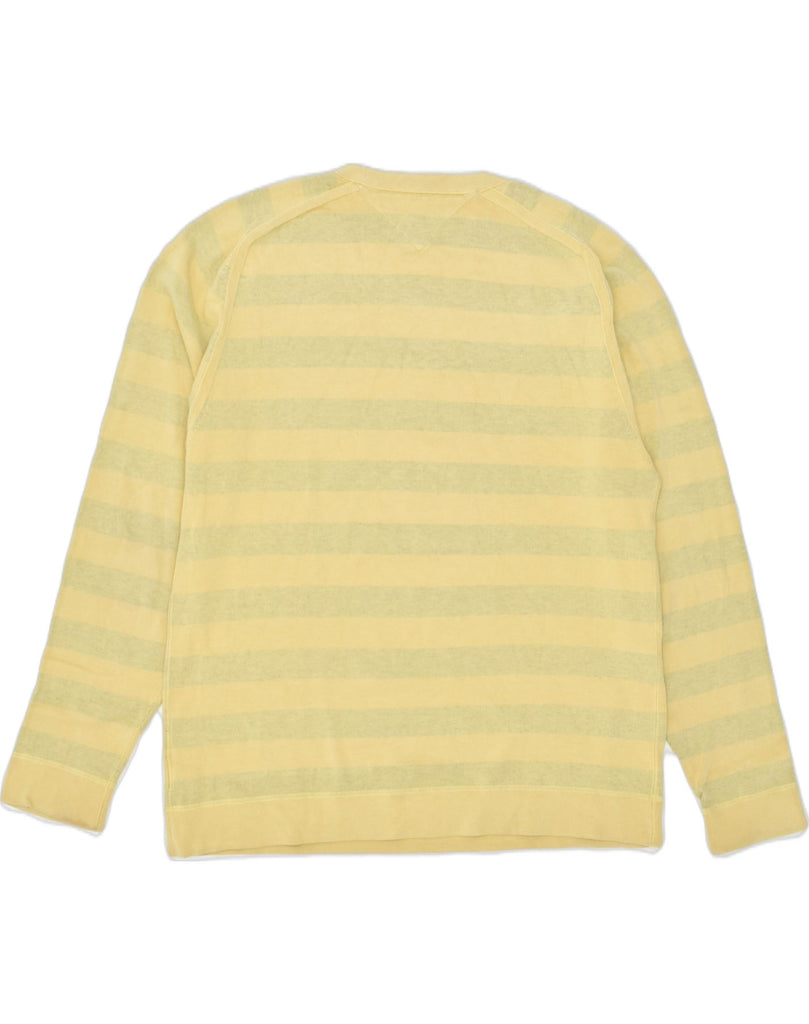 TOMMY HILFIGER Mens Crew Neck Jumper Sweater Large Yellow Striped Cotton | Vintage | Thrift | Second-Hand | Used Clothing | Messina Hembry 