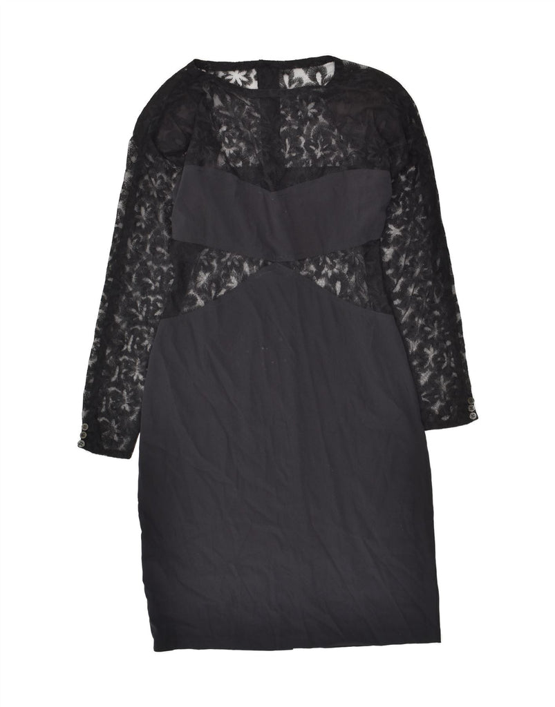 PANCALDI & B Womens Long Sleeve Lace Bodycon Dress UK 14 Large Black Silk | Vintage Pancaldi & B | Thrift | Second-Hand Pancaldi & B | Used Clothing | Messina Hembry 