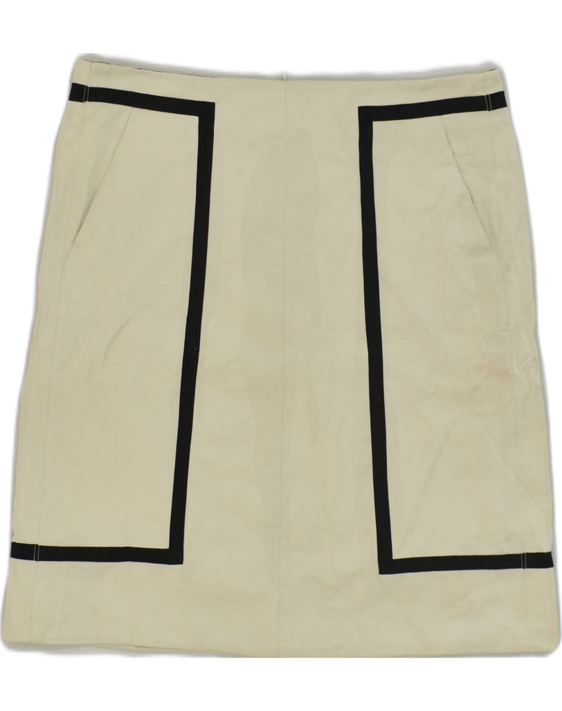 MAX MARA Womens Straight Skirt UK 10 Small W32 Beige Polyester | Vintage Max Mara | Thrift | Second-Hand Max Mara | Used Clothing | Messina Hembry 