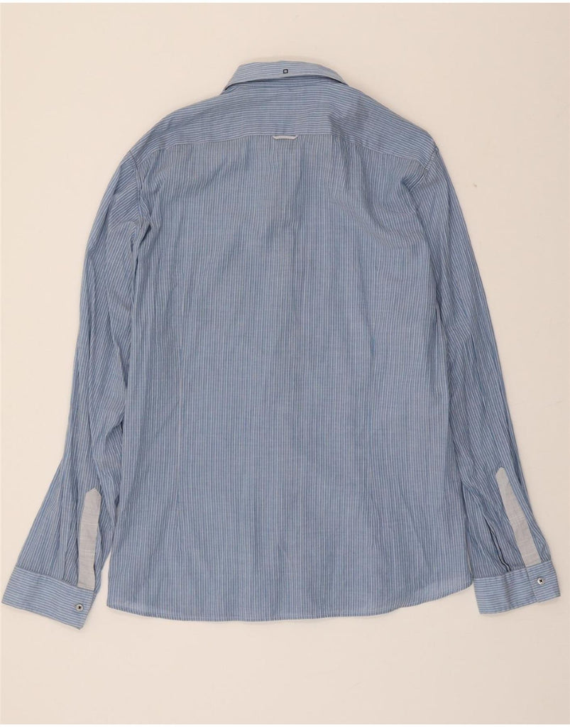 HUGO BOSS Mens Regular Fit Shirt XL Blue Pinstripe Cotton Vintage Hugo Boss and Second-Hand Hugo Boss from Messina Hembry 
