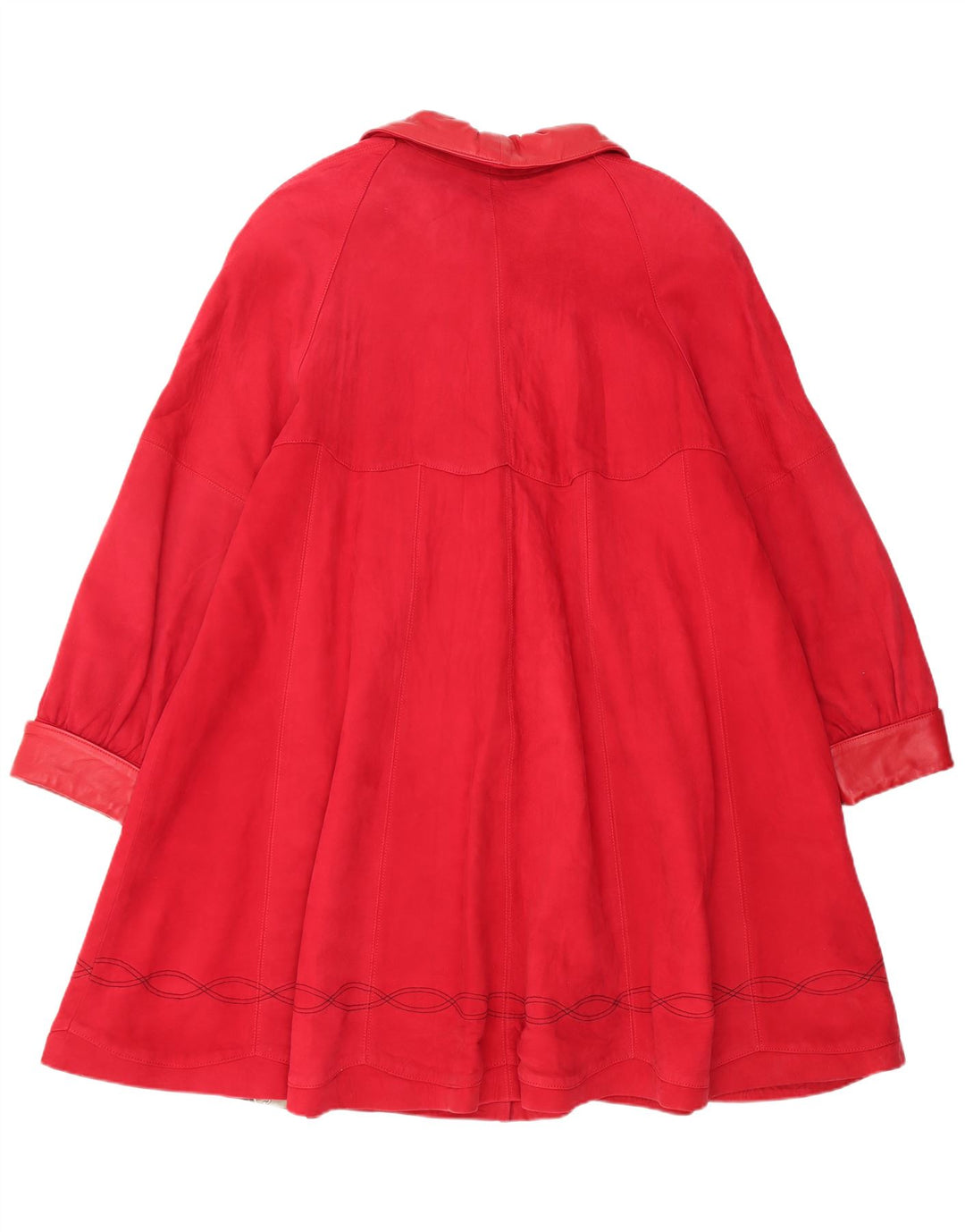 Vintage Womens Oversized Suede Overcoat UK 14 Medium Red Leather